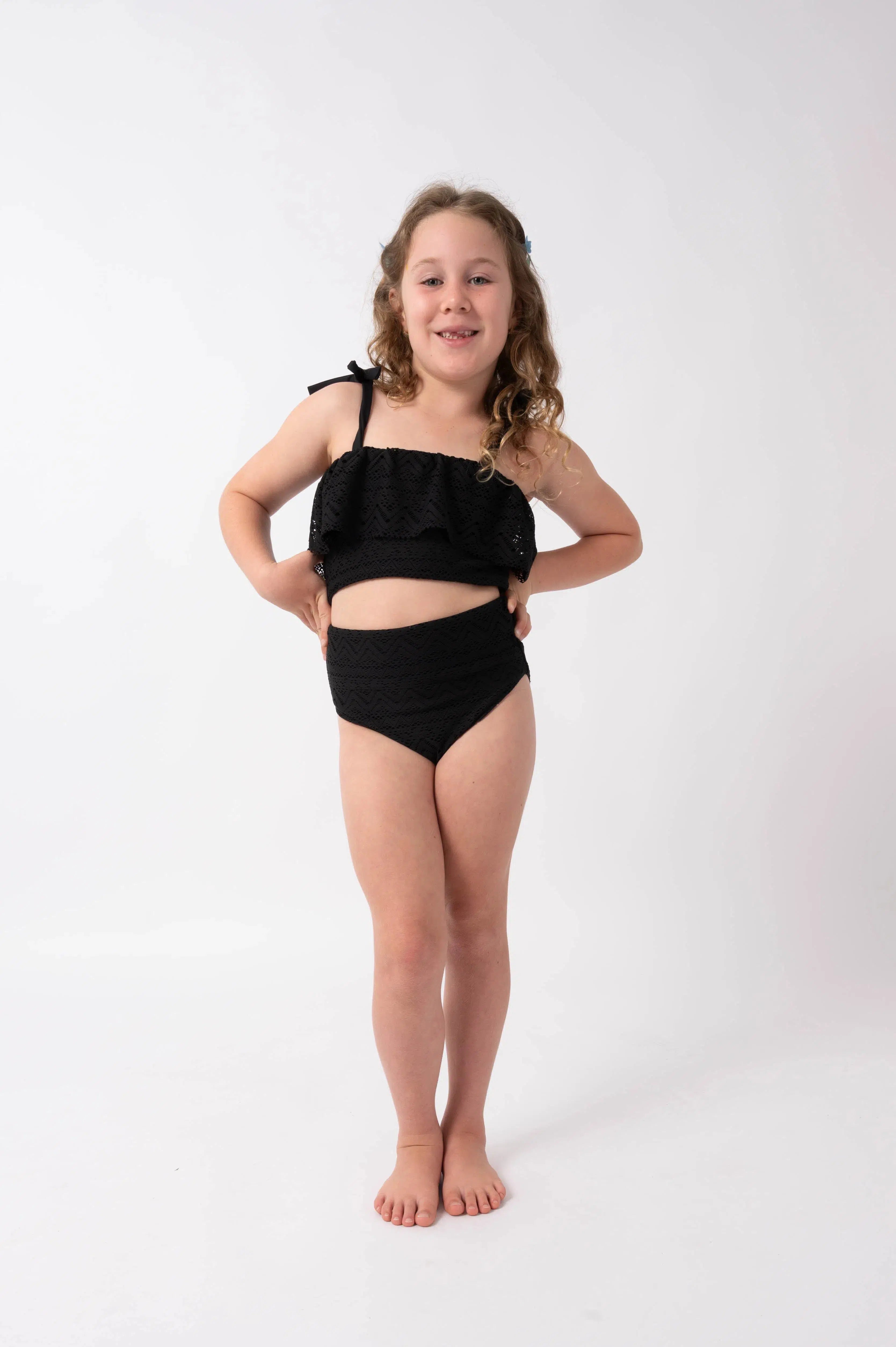 Bohemian Lace Kids Bikini Bottom Black