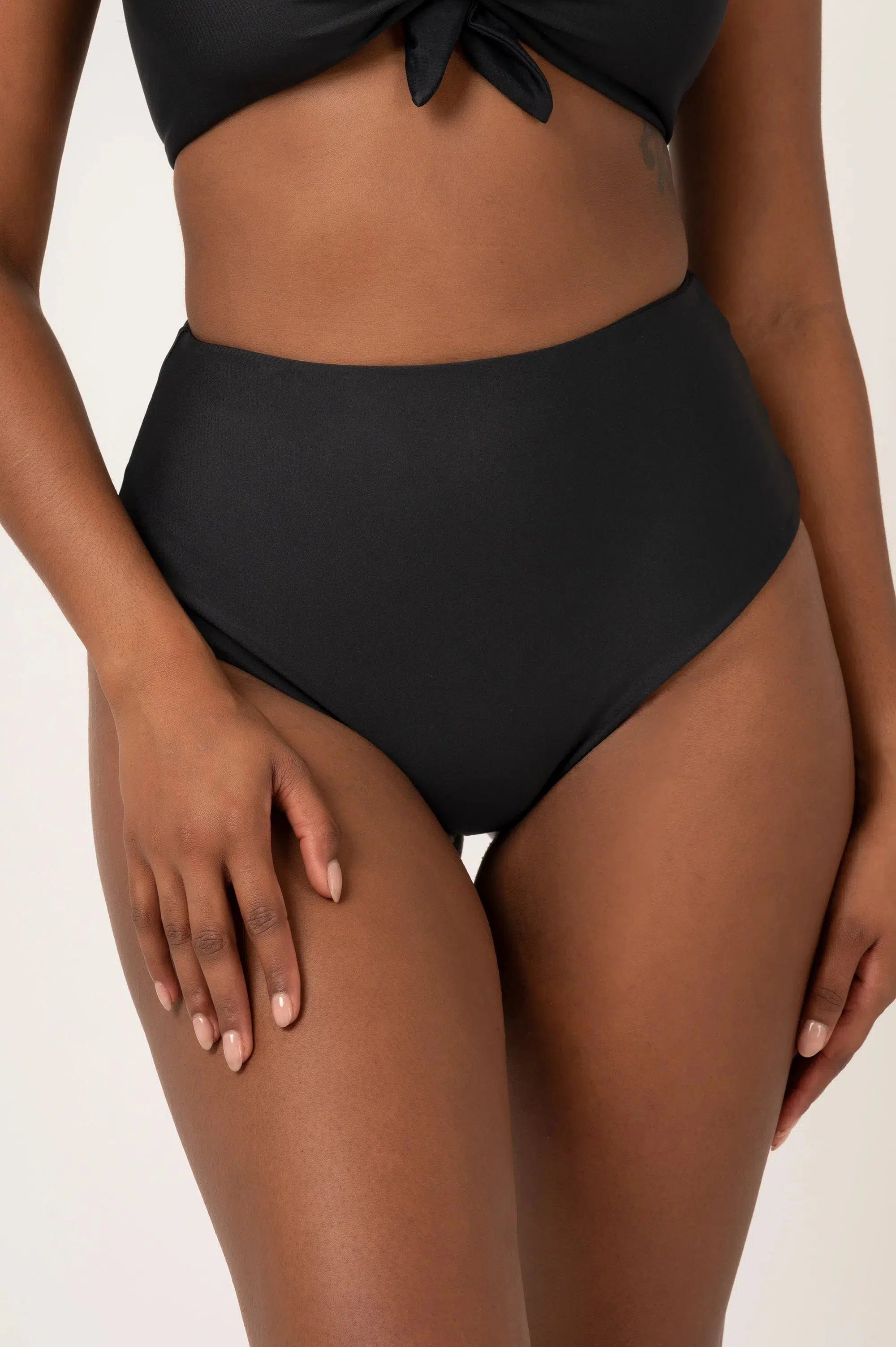 Black super high waisted bikini bottoms on sale