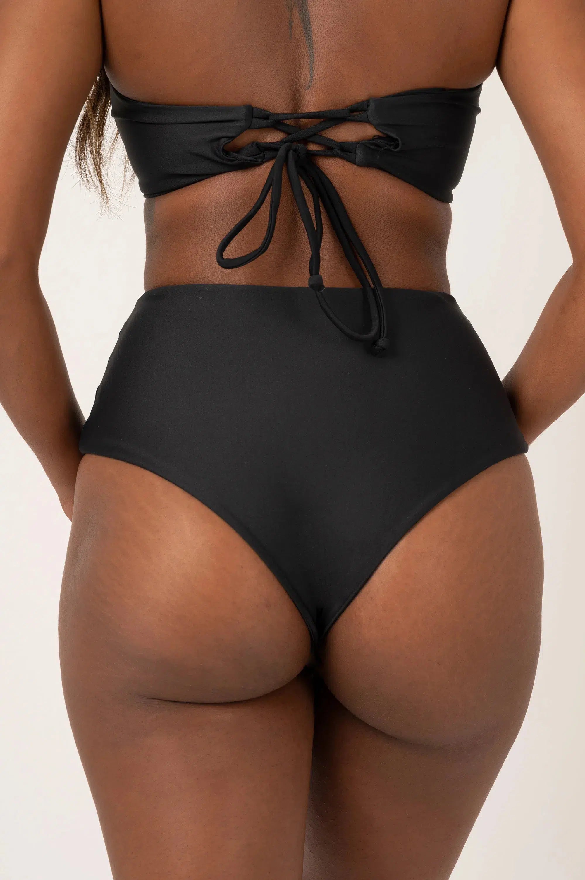 Performance High Waisted Cheeky Cut Bikini Bottoms Black