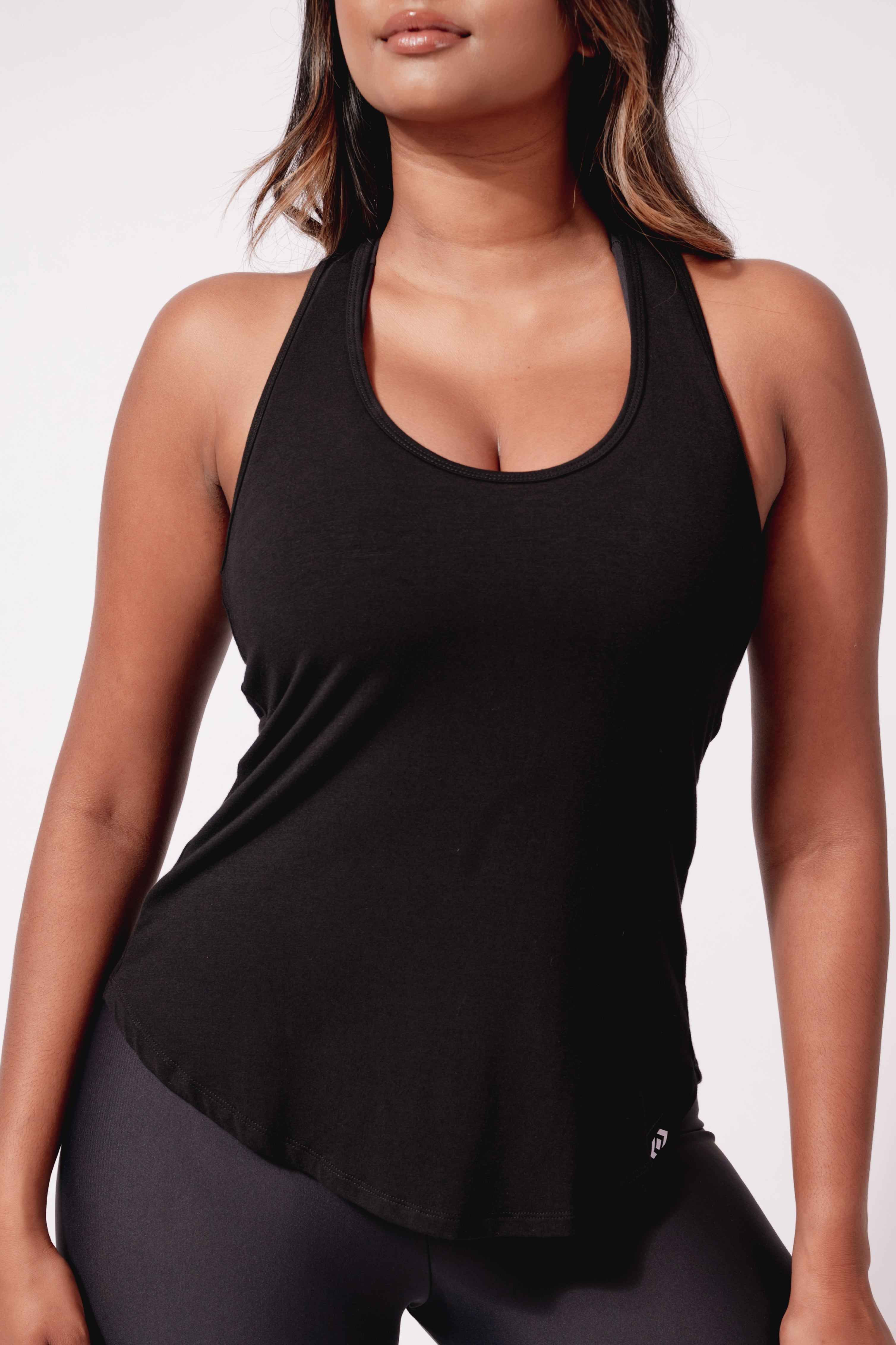 Black, Racer Back Tank Top, Gym wear