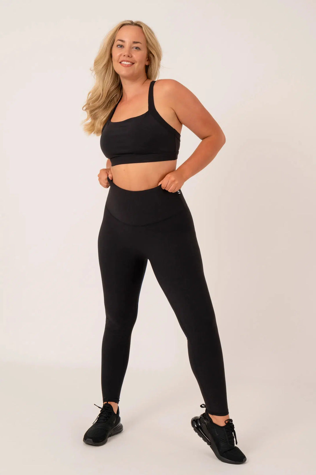 Active Rib High Waisted Leggings With Pocket - Black-Activewear-Exoticathletica