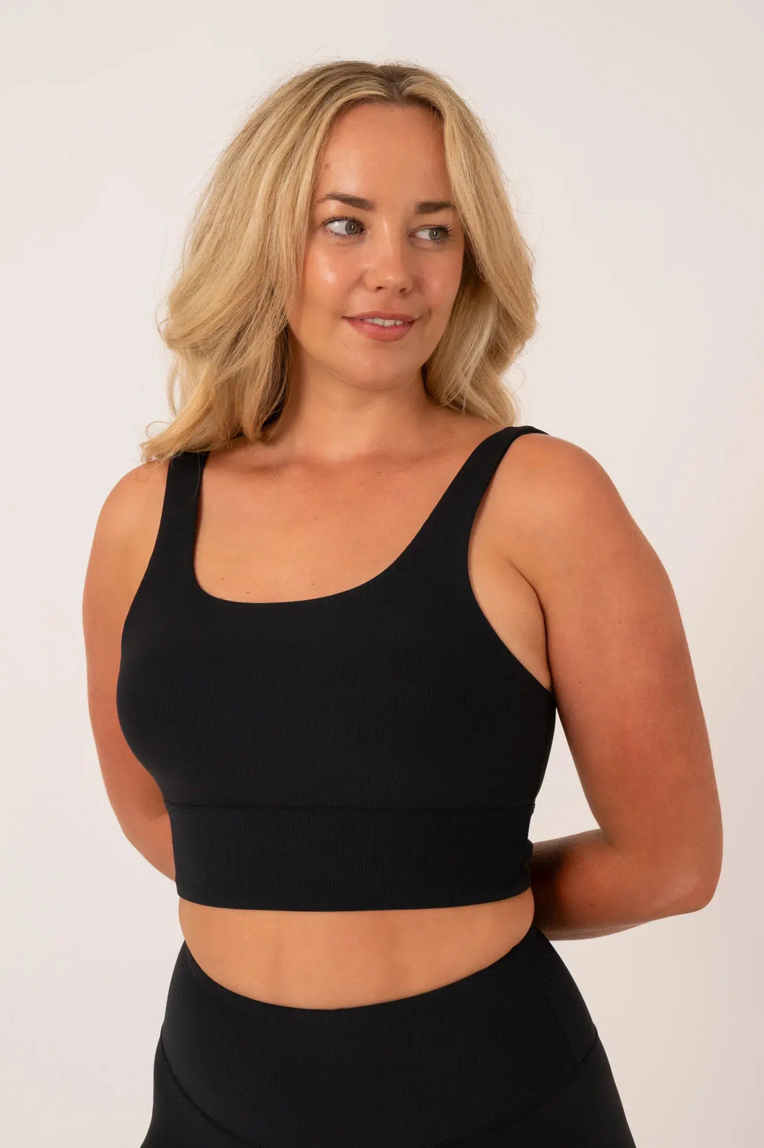 Active Rib Scoop Neck Crop Top - Black-Activewear-Exoticathletica