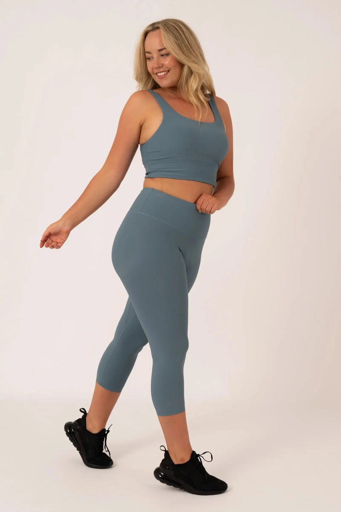 Active Rib Scoop Neck Crop Top - Lagoon-Activewear-Exoticathletica