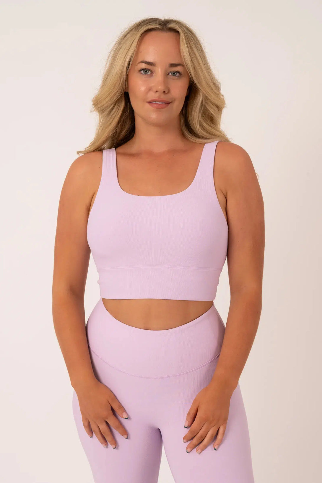 Active Rib Scoop Neck Crop Top - Lilac-Activewear-Exoticathletica