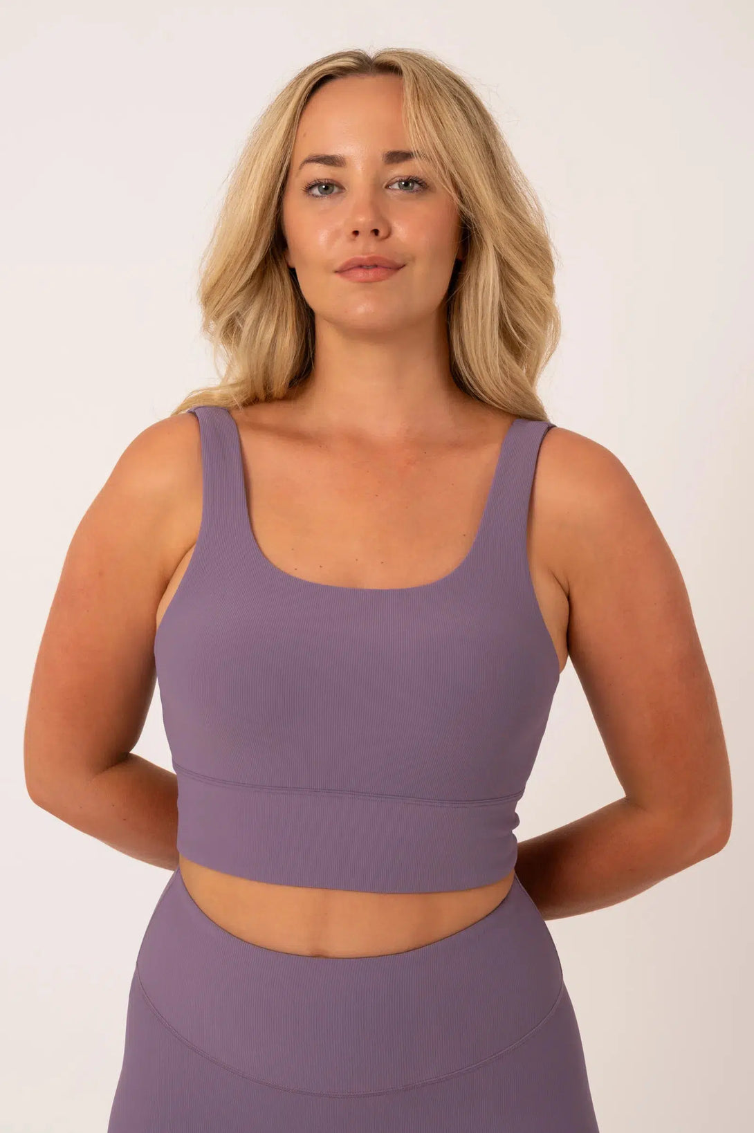 Active Rib Scoop Neck Crop Top - Purple-Activewear-Exoticathletica