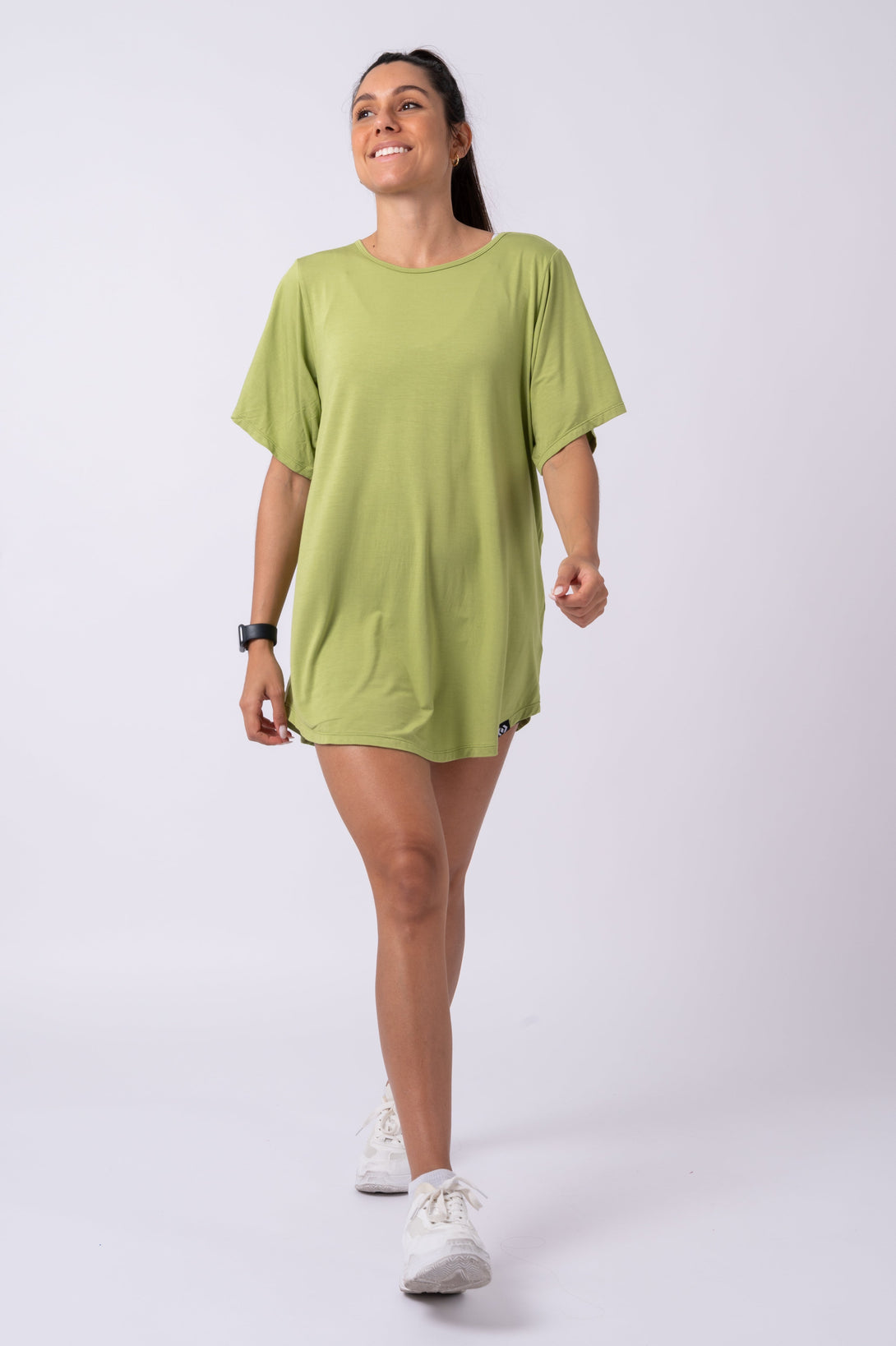 Avocado Green Slinky To Touch - Plain Boyfriend Tee-Activewear-Exoticathletica