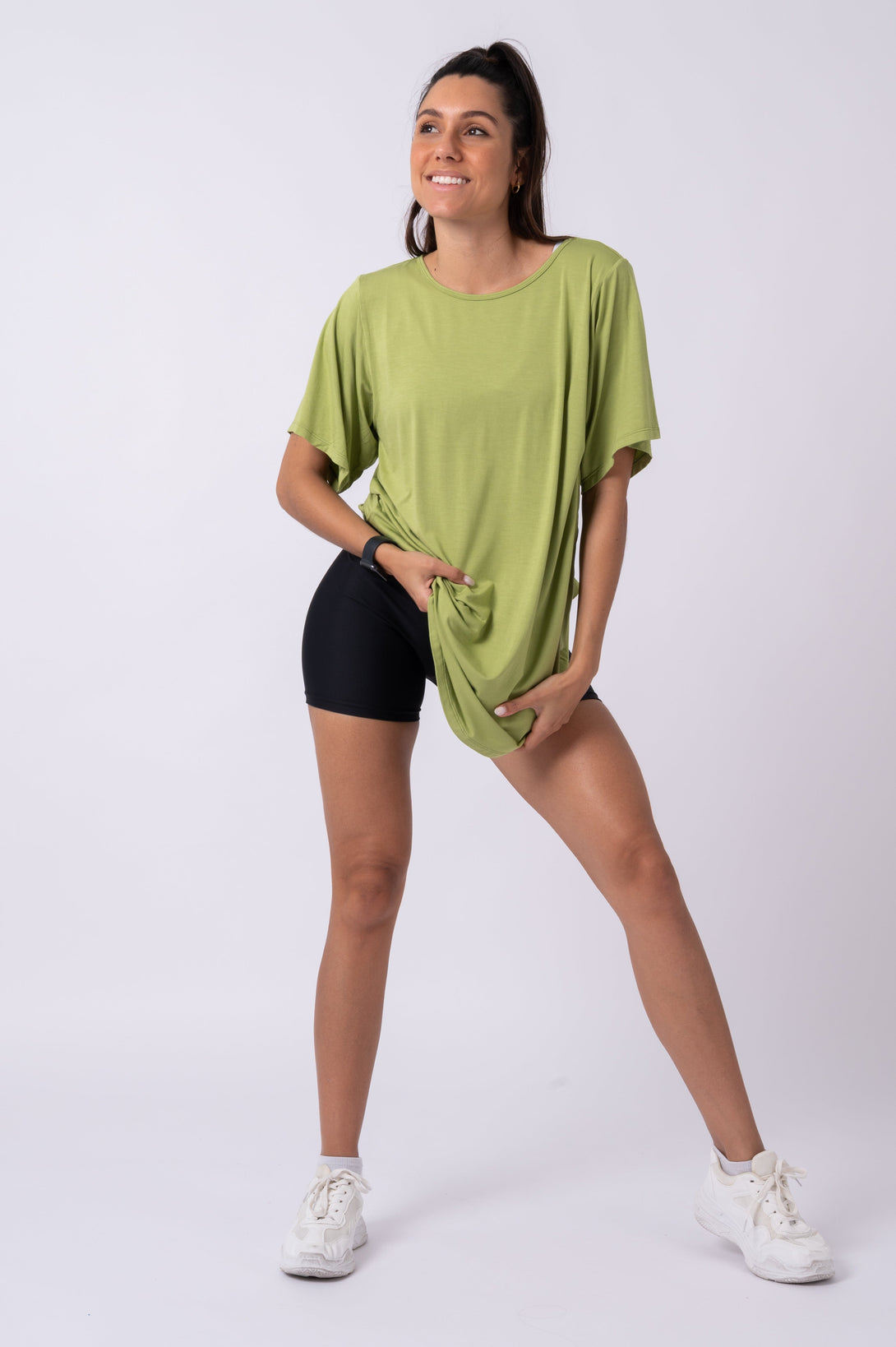 Avocado Green Slinky To Touch - Plain Boyfriend Tee-Activewear-Exoticathletica