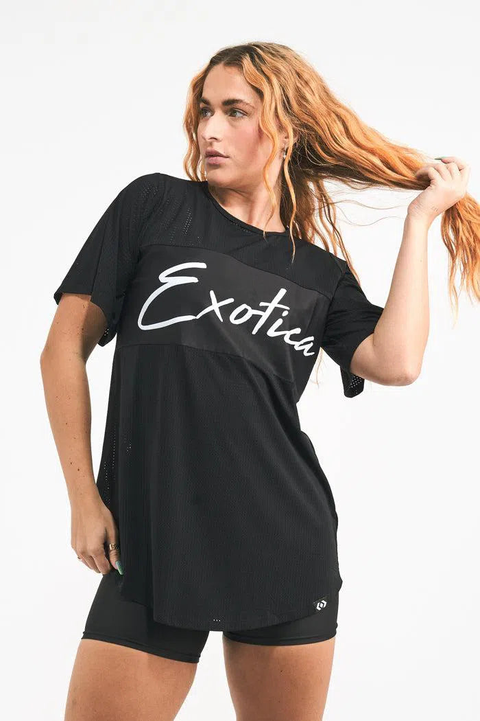 Bball Mesh Exotica Boyfriend Tee - Black-Activewear-Exoticathletica