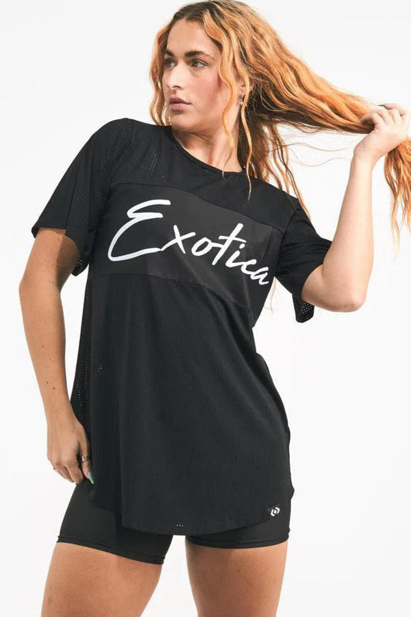 Bball Mesh Exotica Boyfriend Tee - Black-Activewear-Exoticathletica