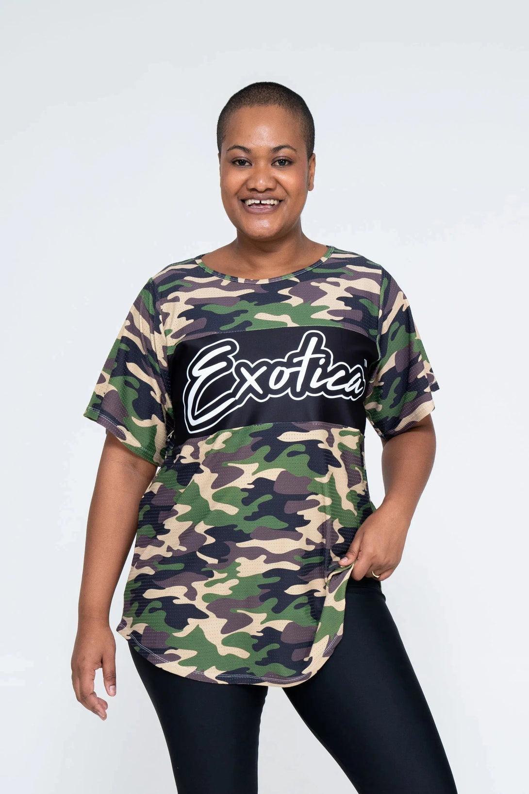 Bball Mesh Exotica Boyfriend Tee - Commando Camo-Activewear-Exoticathletica