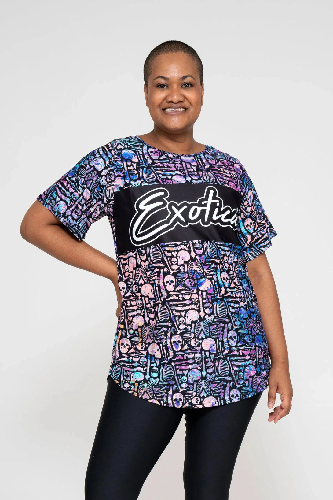 Bball Mesh Exotica Boyfriend Tee - Shelli Skelli Black-Activewear-Exoticathletica