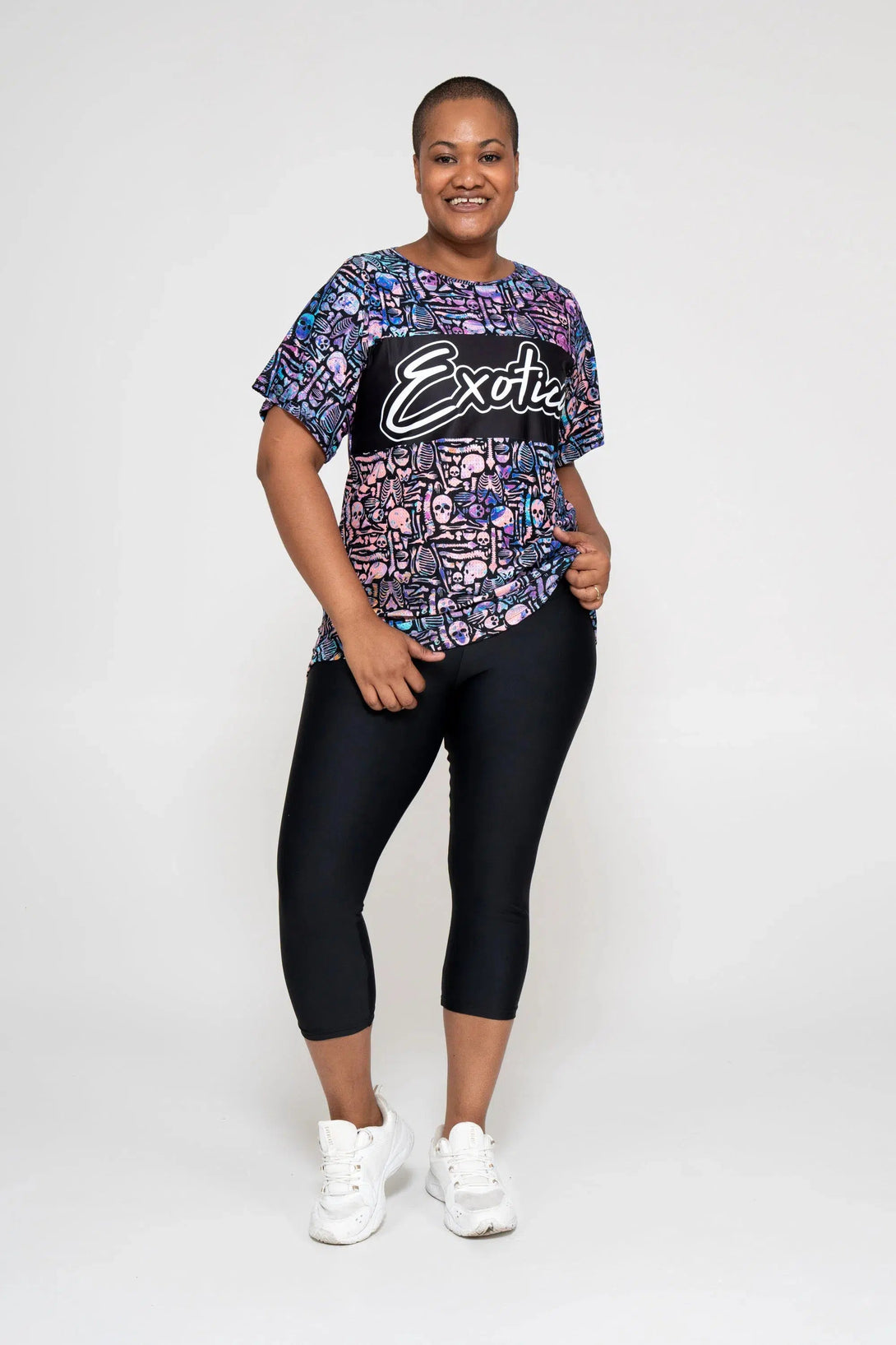 Bball Mesh Exotica Boyfriend Tee - Shelli Skelli Black-Activewear-Exoticathletica