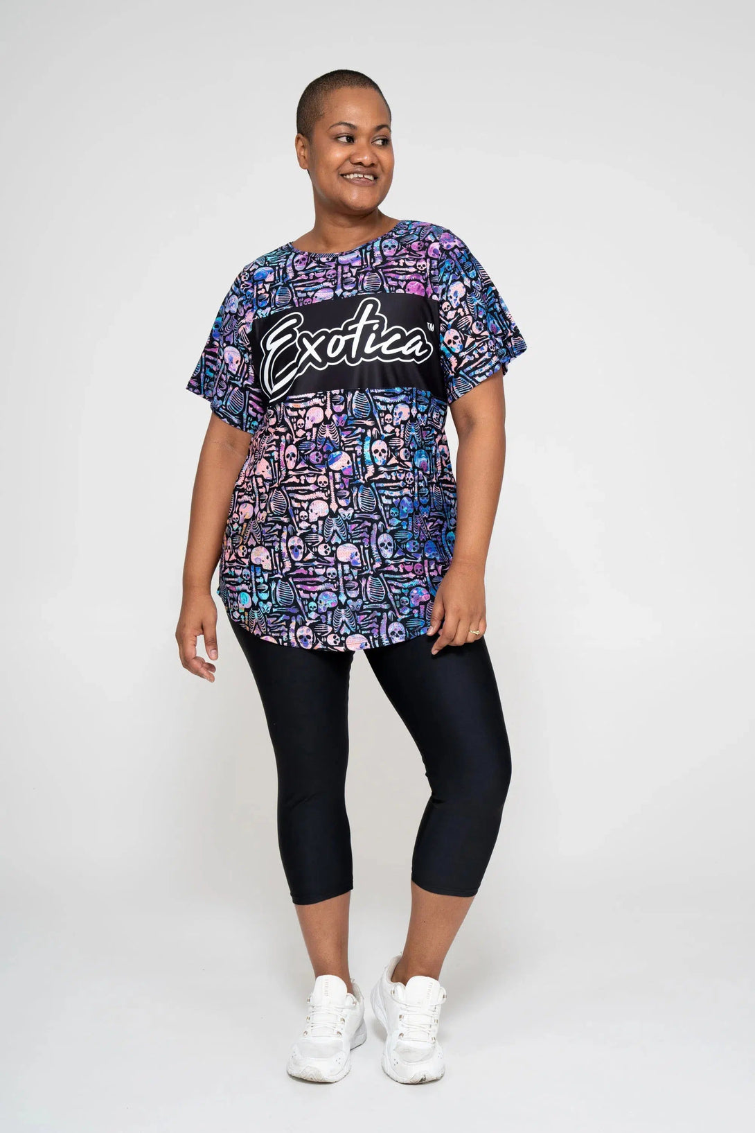 Bball Mesh Exotica Boyfriend Tee - Shelli Skelli Black-Activewear-Exoticathletica