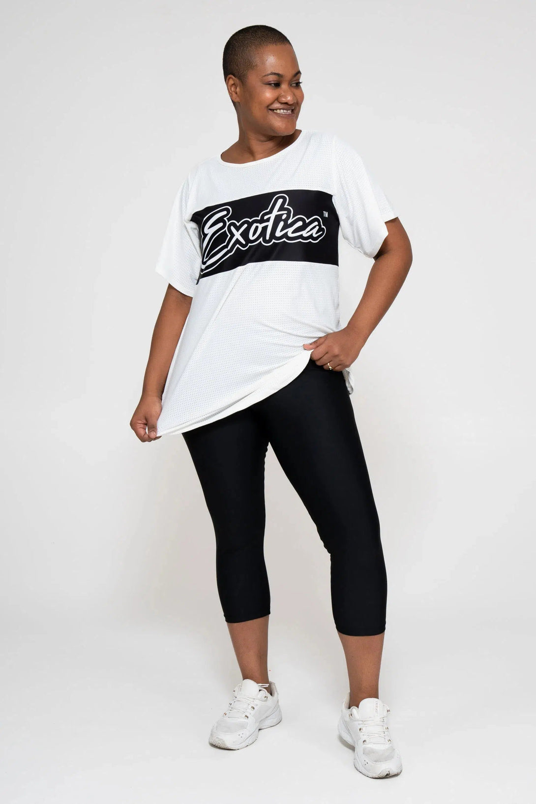 Bball Mesh Exotica Boyfriend Tee - White-Activewear-Exoticathletica