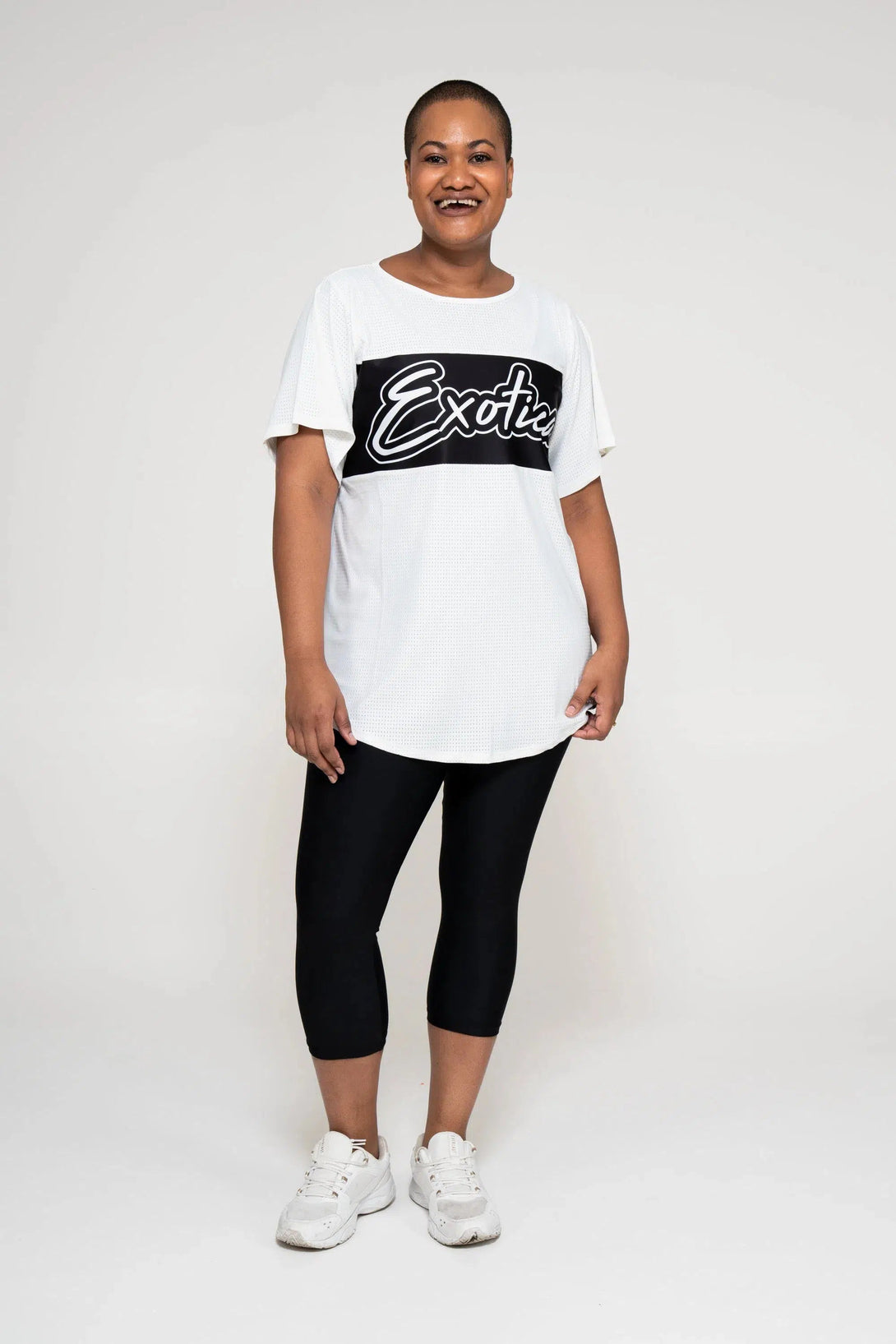 Bball Mesh Exotica Boyfriend Tee - White-Activewear-Exoticathletica