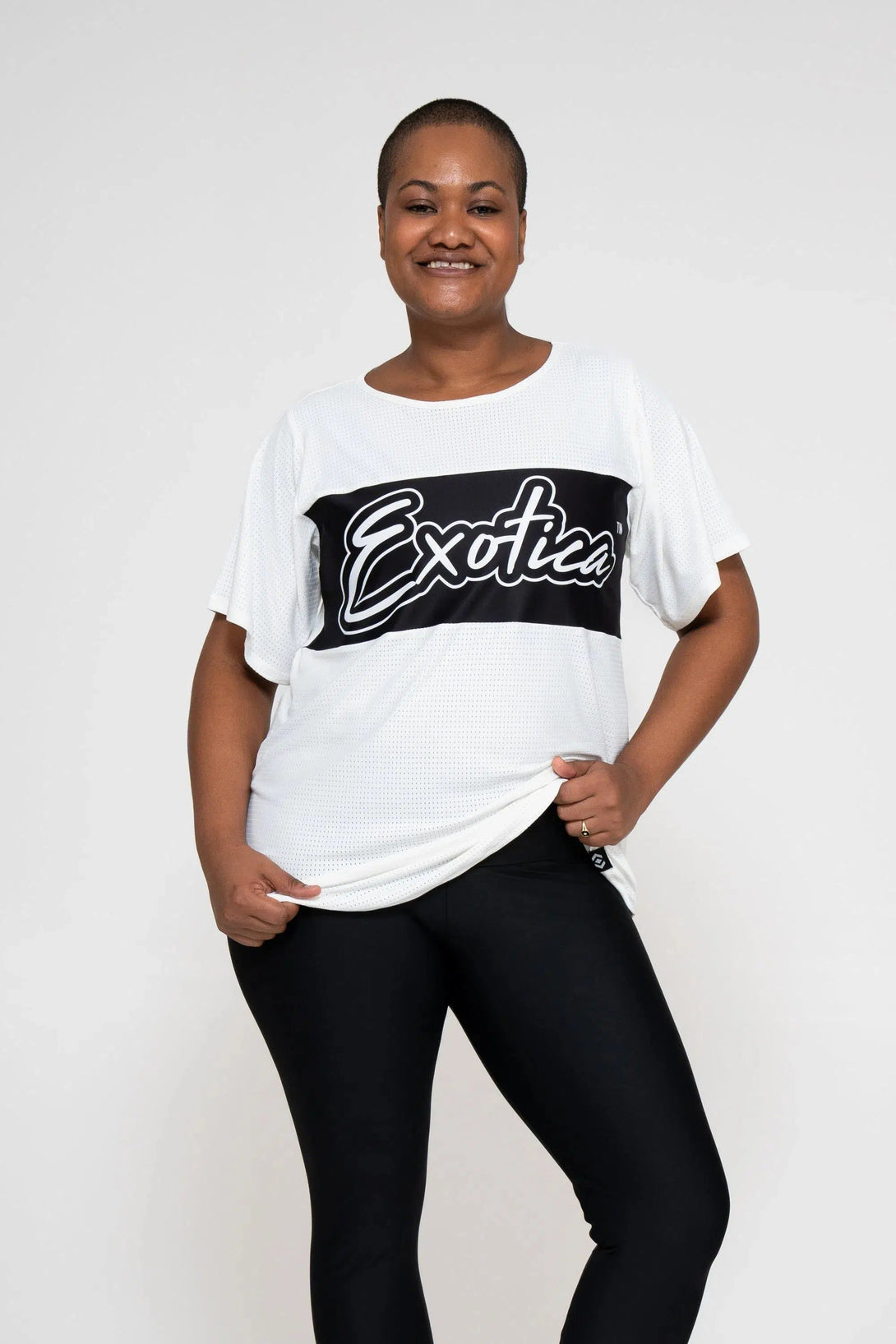 Bball Mesh Exotica Boyfriend Tee - White-Activewear-Exoticathletica