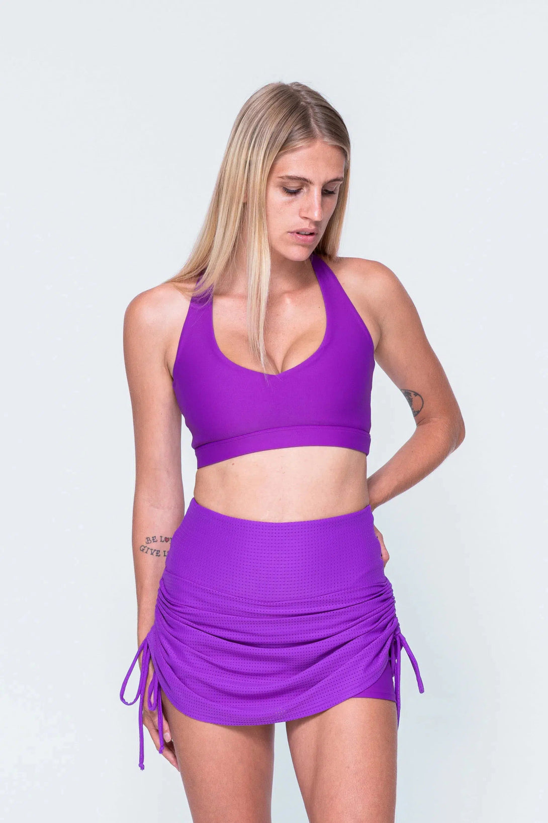 Bball Mesh High Waisted Tie Side Skort - Purple-Activewear-Exoticathletica