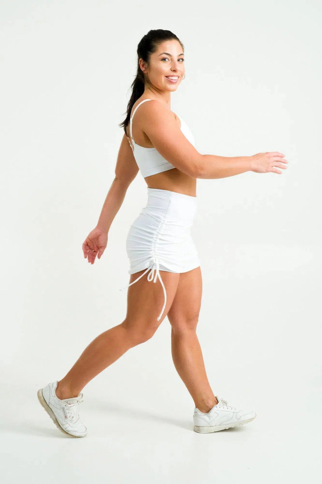 Bball Mesh High Waisted Tie Side Skort - White-Activewear-Exoticathletica