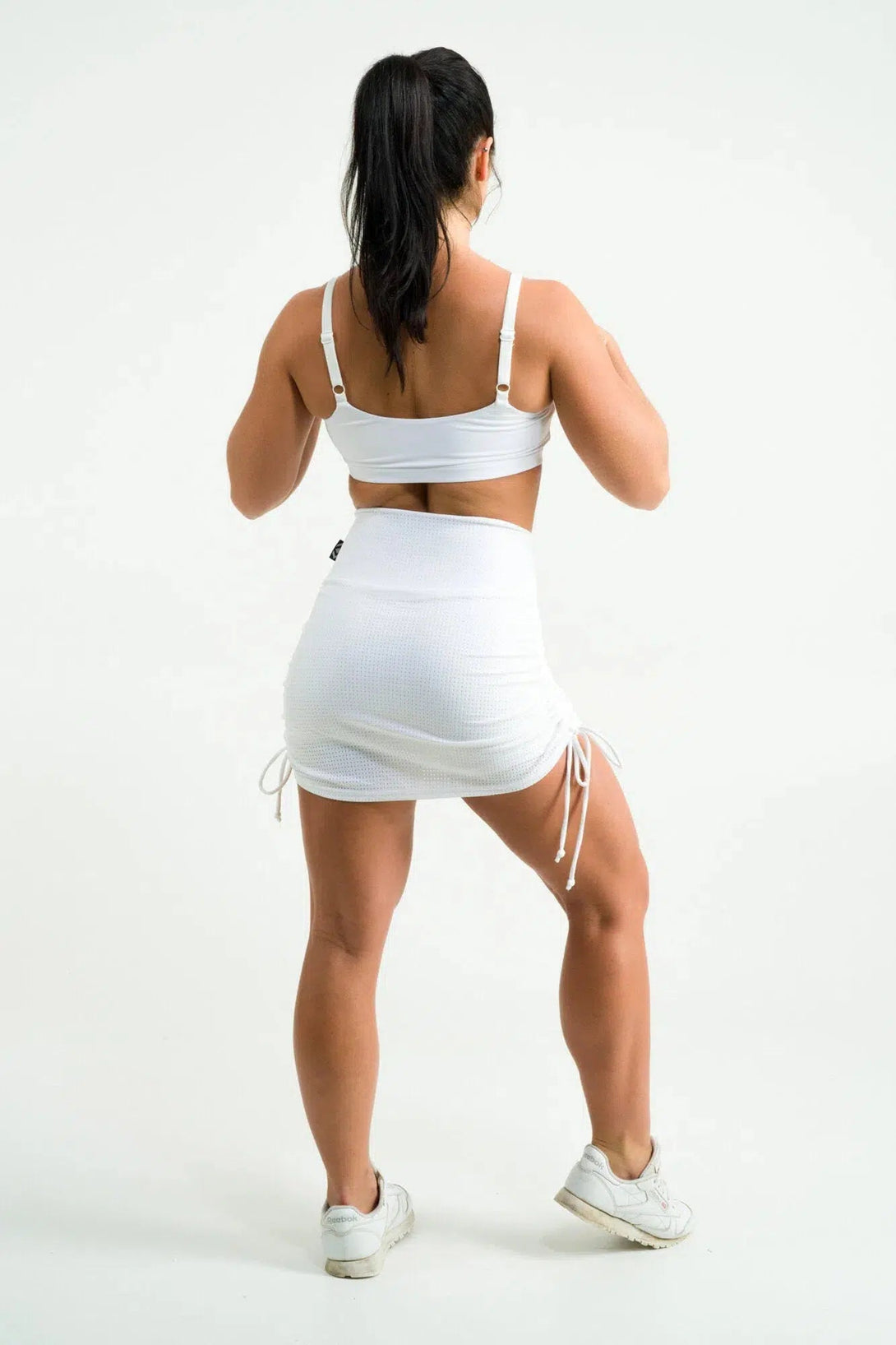 Bball Mesh High Waisted Tie Side Skort - White-Activewear-Exoticathletica