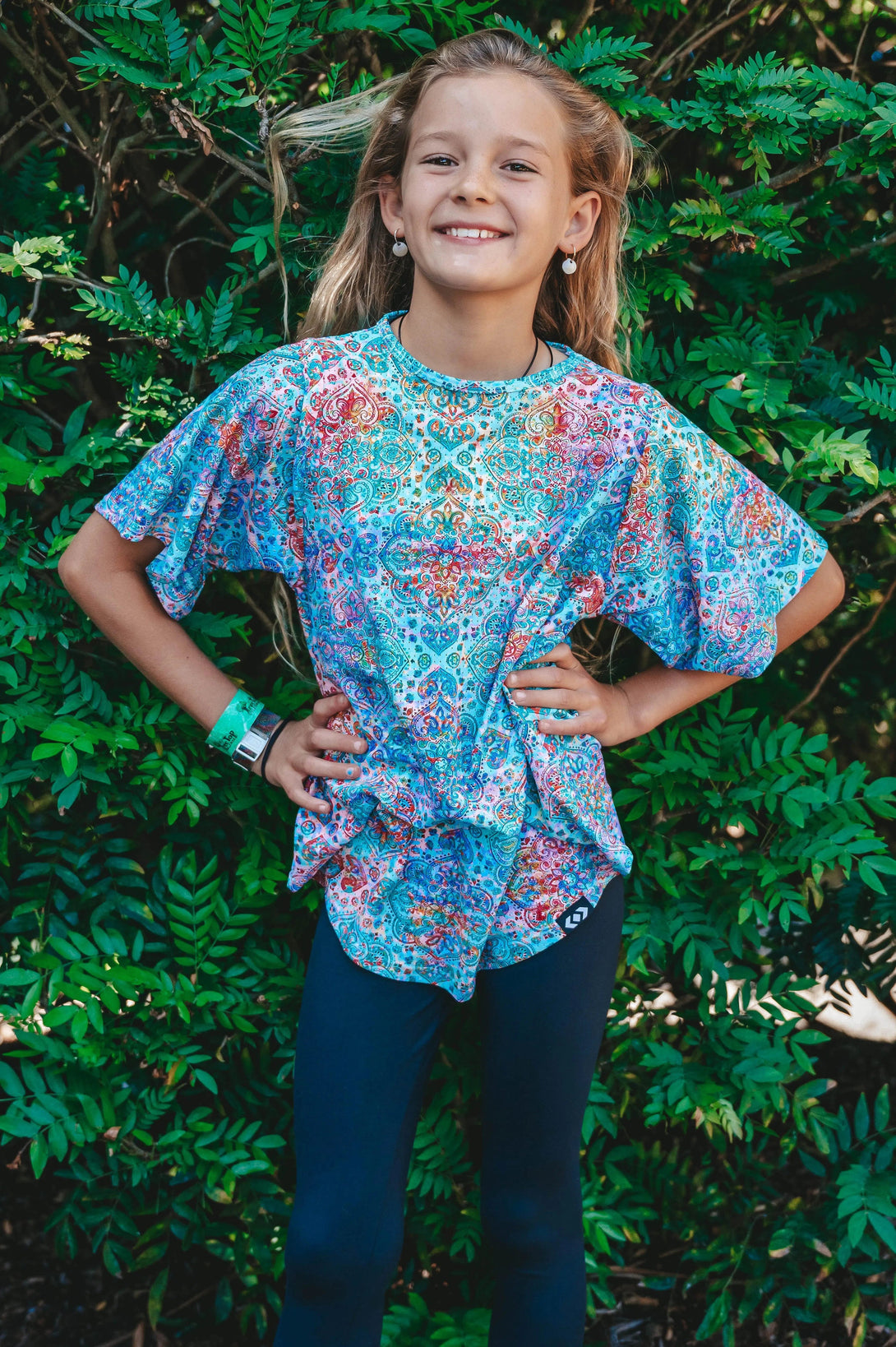 Bball Mesh Kids Boyfriend Tee - Mandala Rainbow-Activewear-Exoticathletica