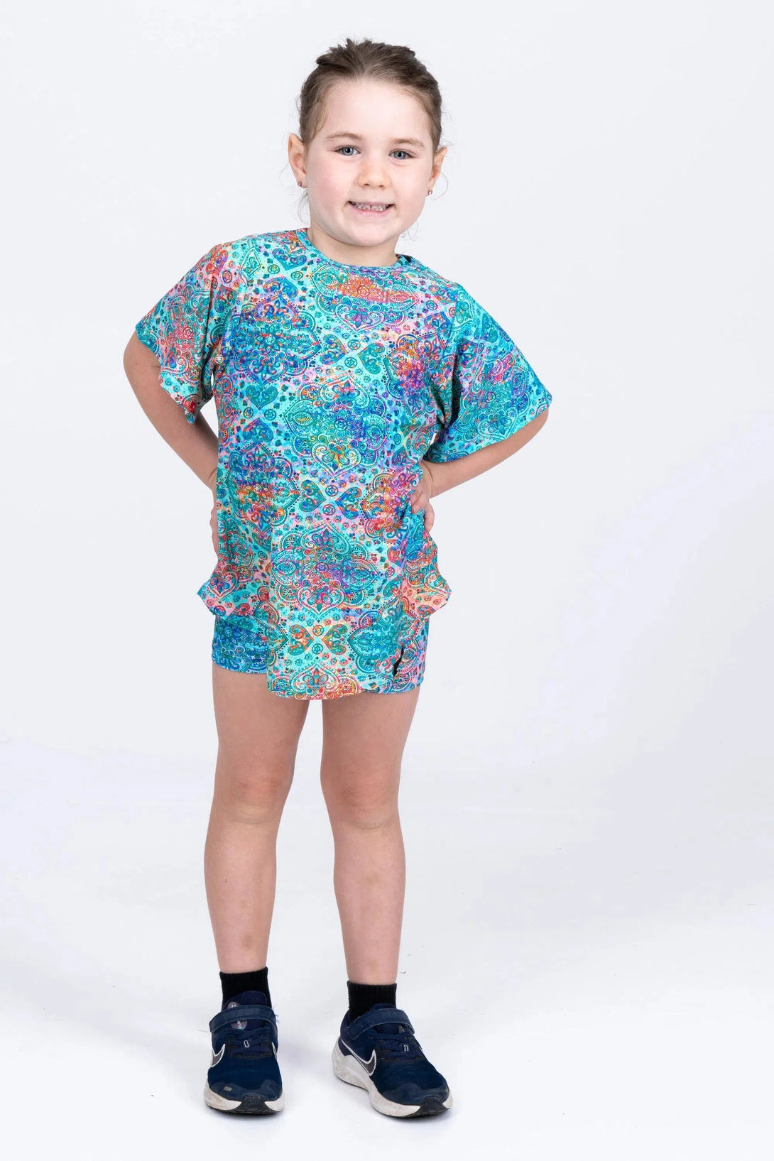 Bball Mesh Kids Boyfriend Tee - Mandala Rainbow-Activewear-Exoticathletica