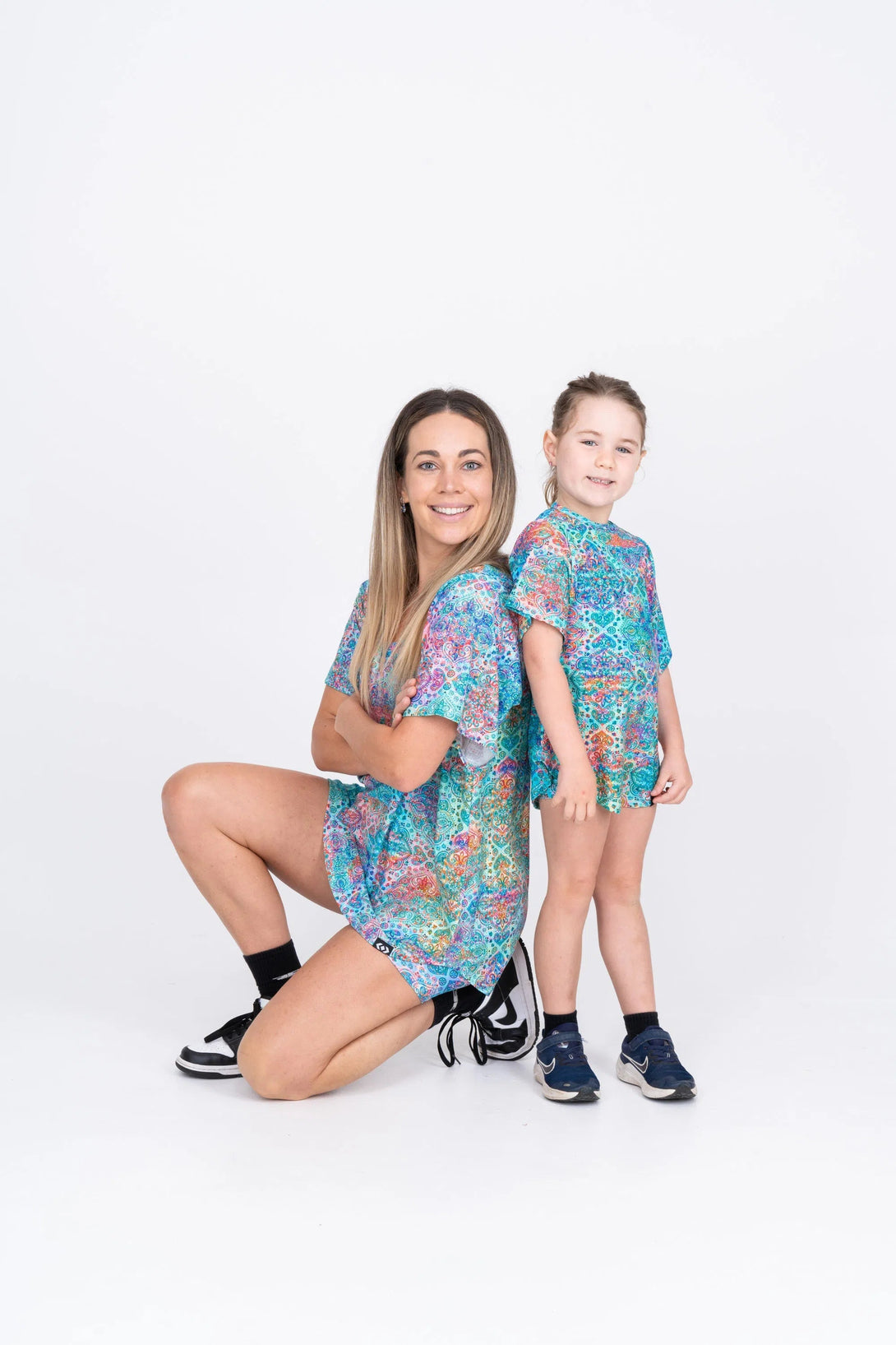 Bball Mesh Kids Boyfriend Tee - Mandala Rainbow-Activewear-Exoticathletica