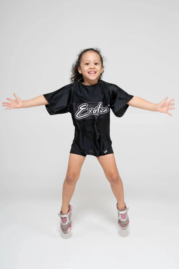 Bball Mesh Kids Exotica Boyfriend Tee - Black-Activewear-Exoticathletica