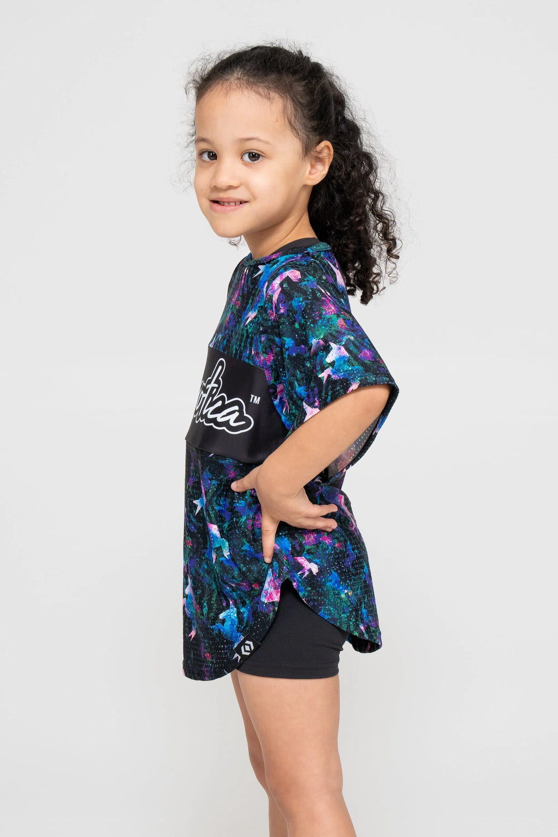 Bball Mesh Kids Exotica Boyfriend Tee - Galactic Goddess-Activewear-Exoticathletica