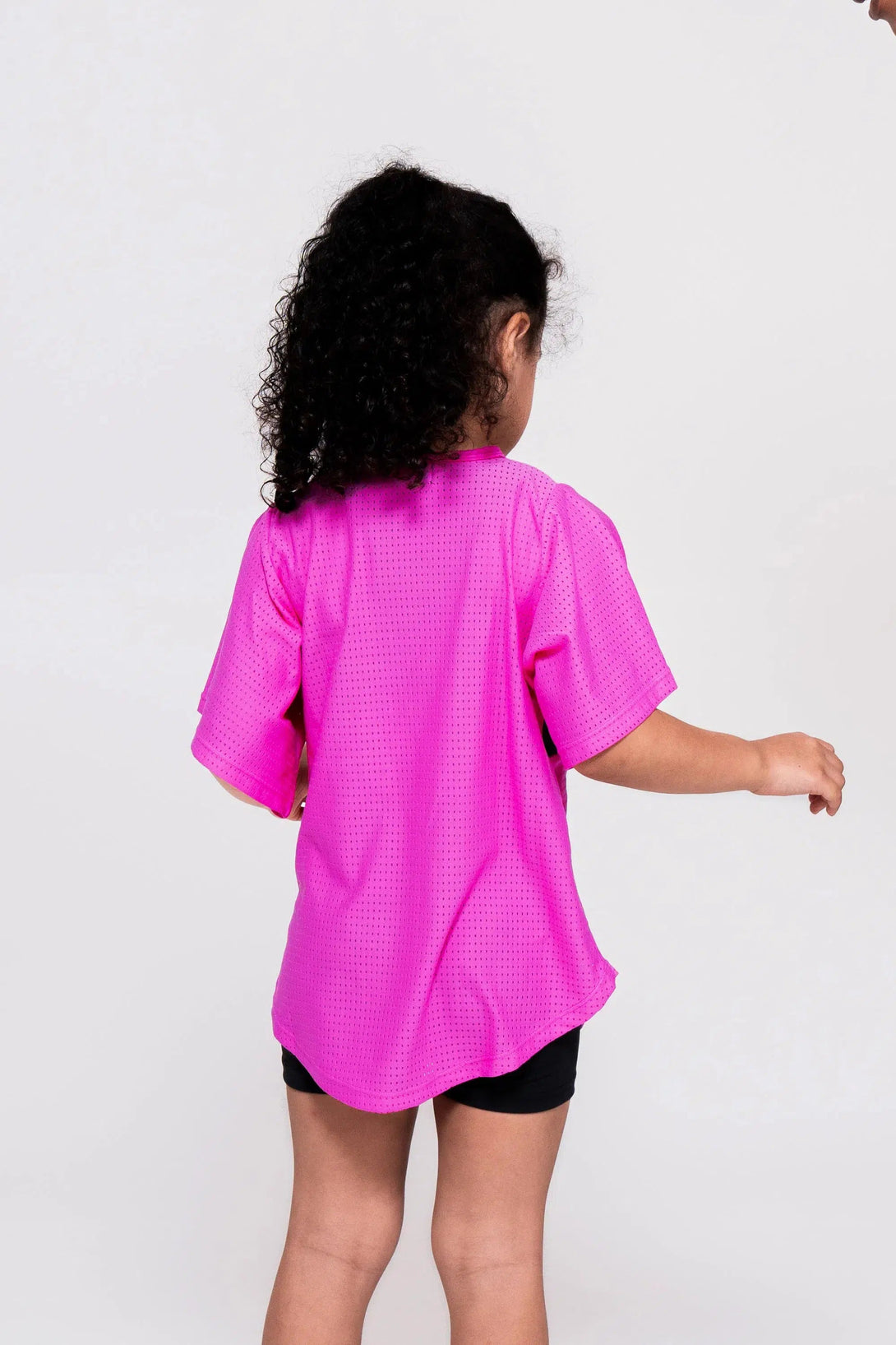 Bball Mesh Kids Exotica Boyfriend Tee - Pink-Activewear-Exoticathletica