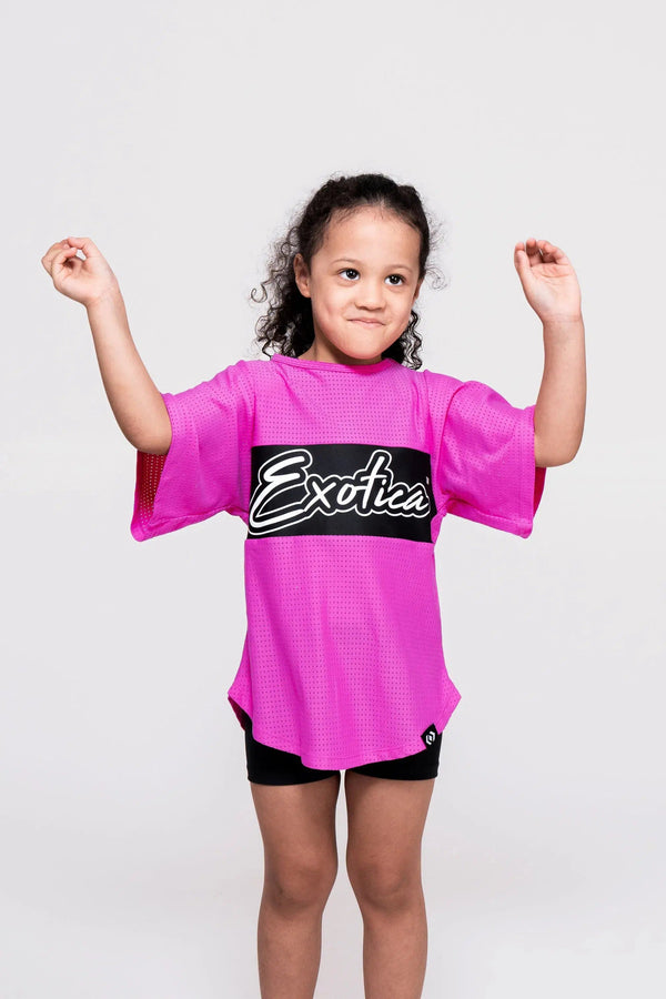 Bball Mesh Kids Exotica Boyfriend Tee - Pink-Activewear-Exoticathletica