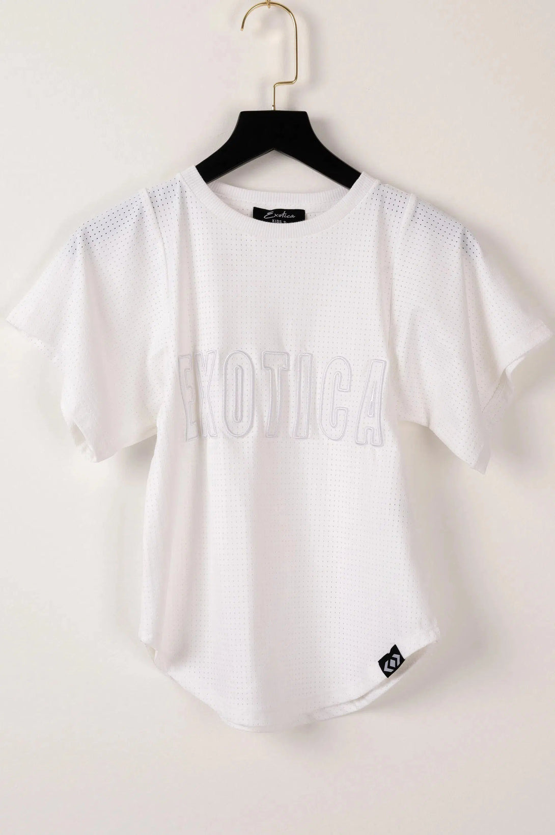 Bball Mesh Kids Exotica Embroidered Boyfriend Tee - White-Activewear-Exoticathletica