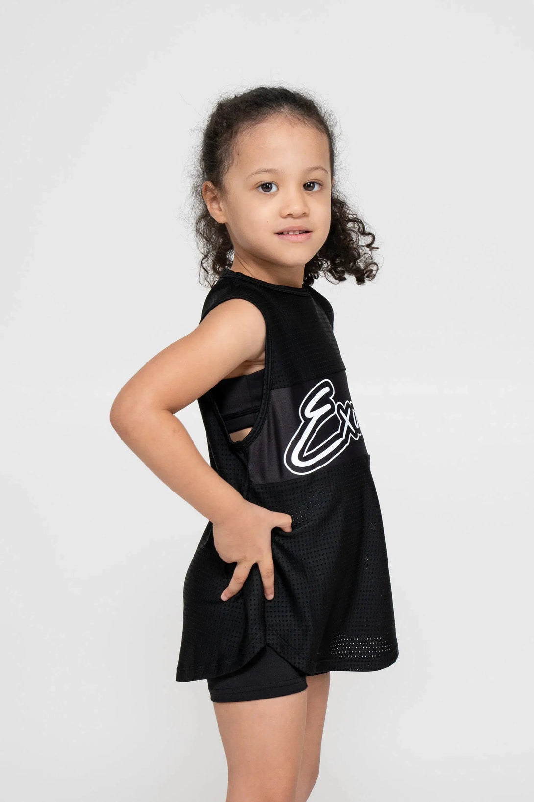 Bball Mesh Kids Sleeveless Exotica Boyfriend Tee - Black-Activewear-Exoticathletica