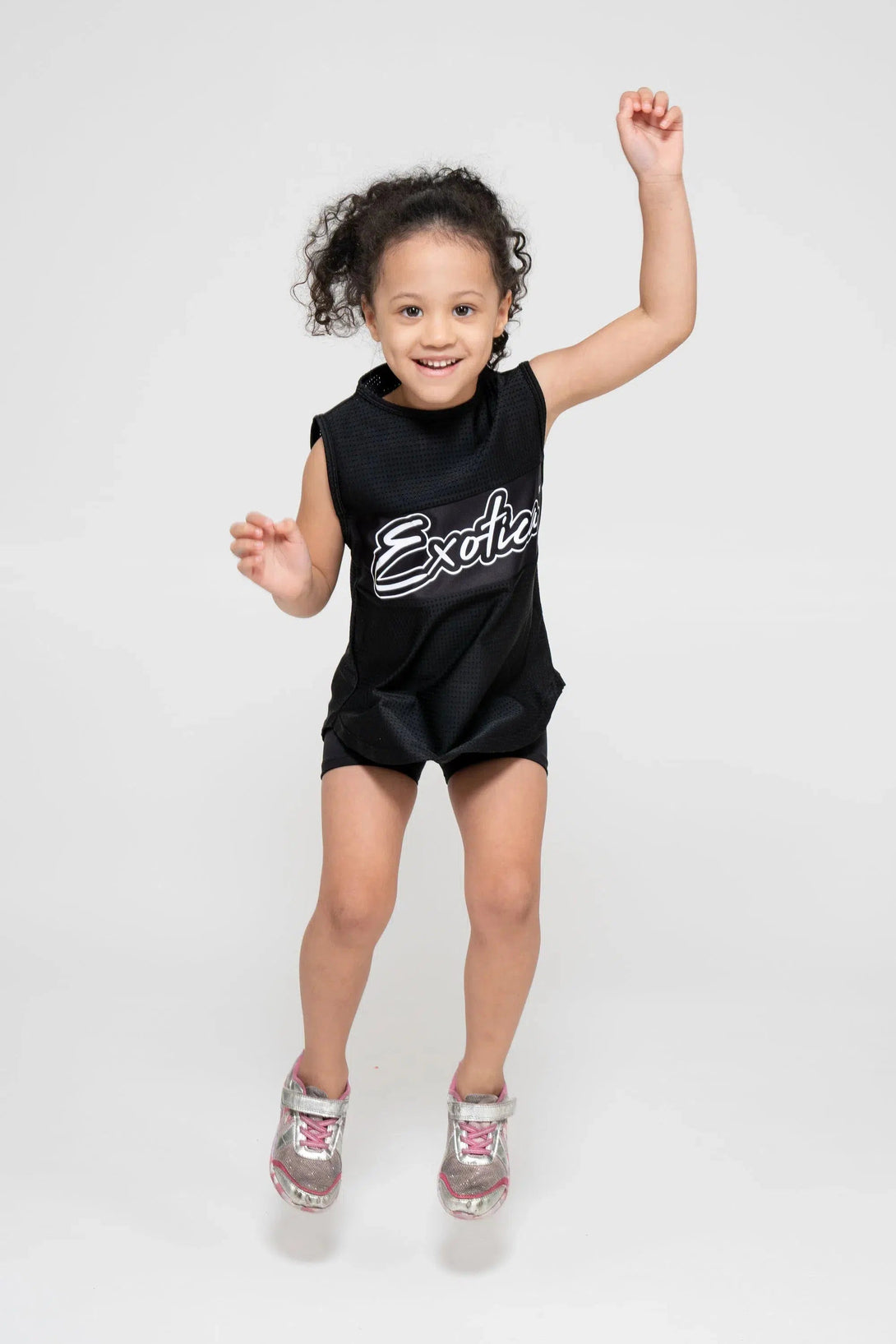 Bball Mesh Kids Sleeveless Exotica Boyfriend Tee - Black-Activewear-Exoticathletica