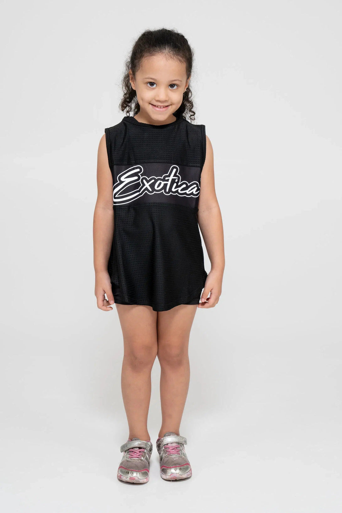 Bball Mesh Kids Sleeveless Exotica Boyfriend Tee - Black-Activewear-Exoticathletica