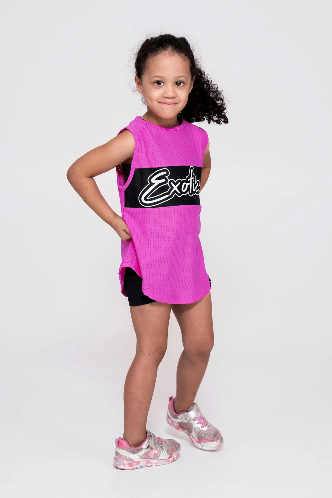 Bball Mesh Kids Sleeveless Exotica Boyfriend Tee - Pink-Activewear-Exoticathletica