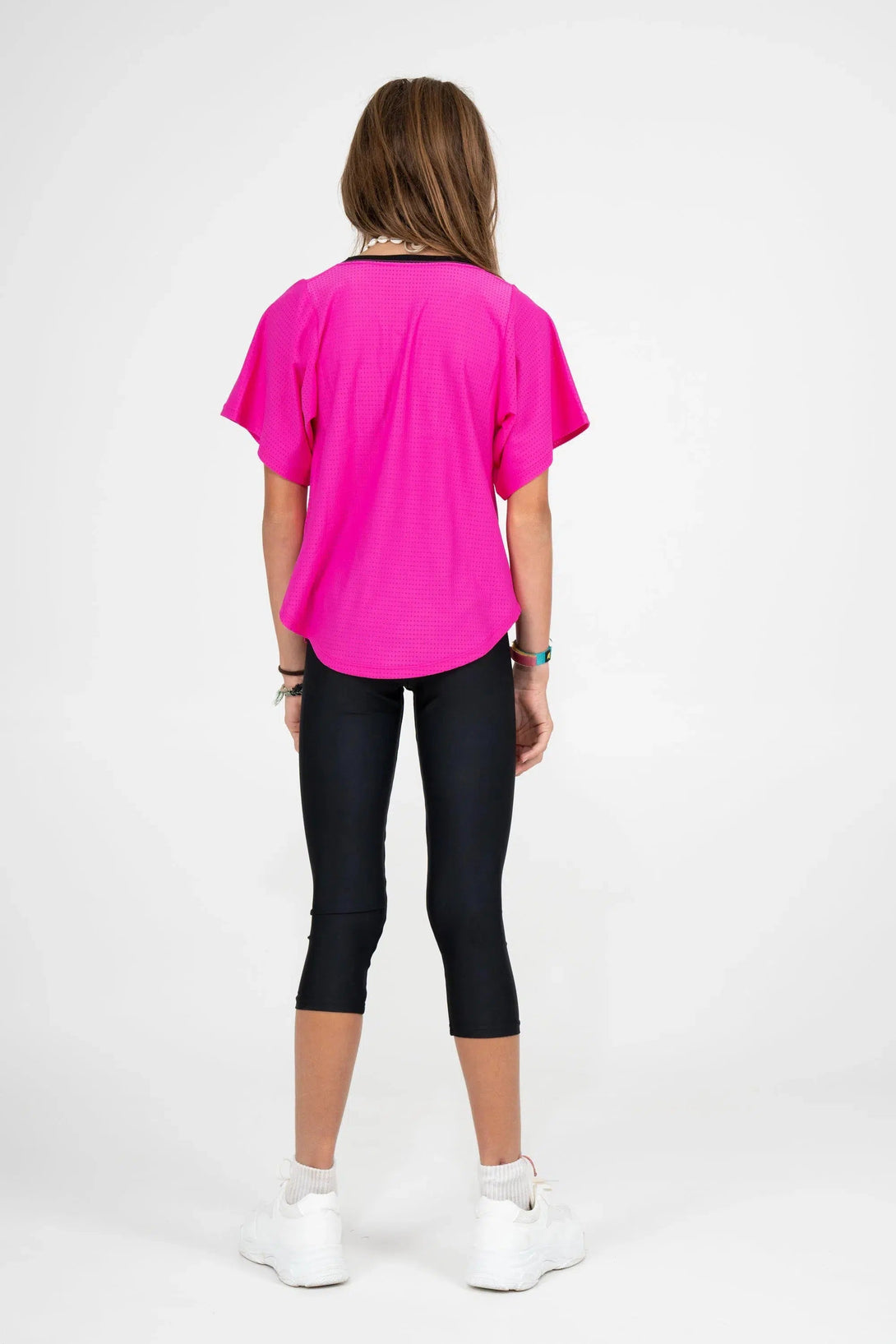 Bball Mesh Kids V Neck Exotica Black Embroidered Boyfriend Tee - Pink-Activewear-Exoticathletica