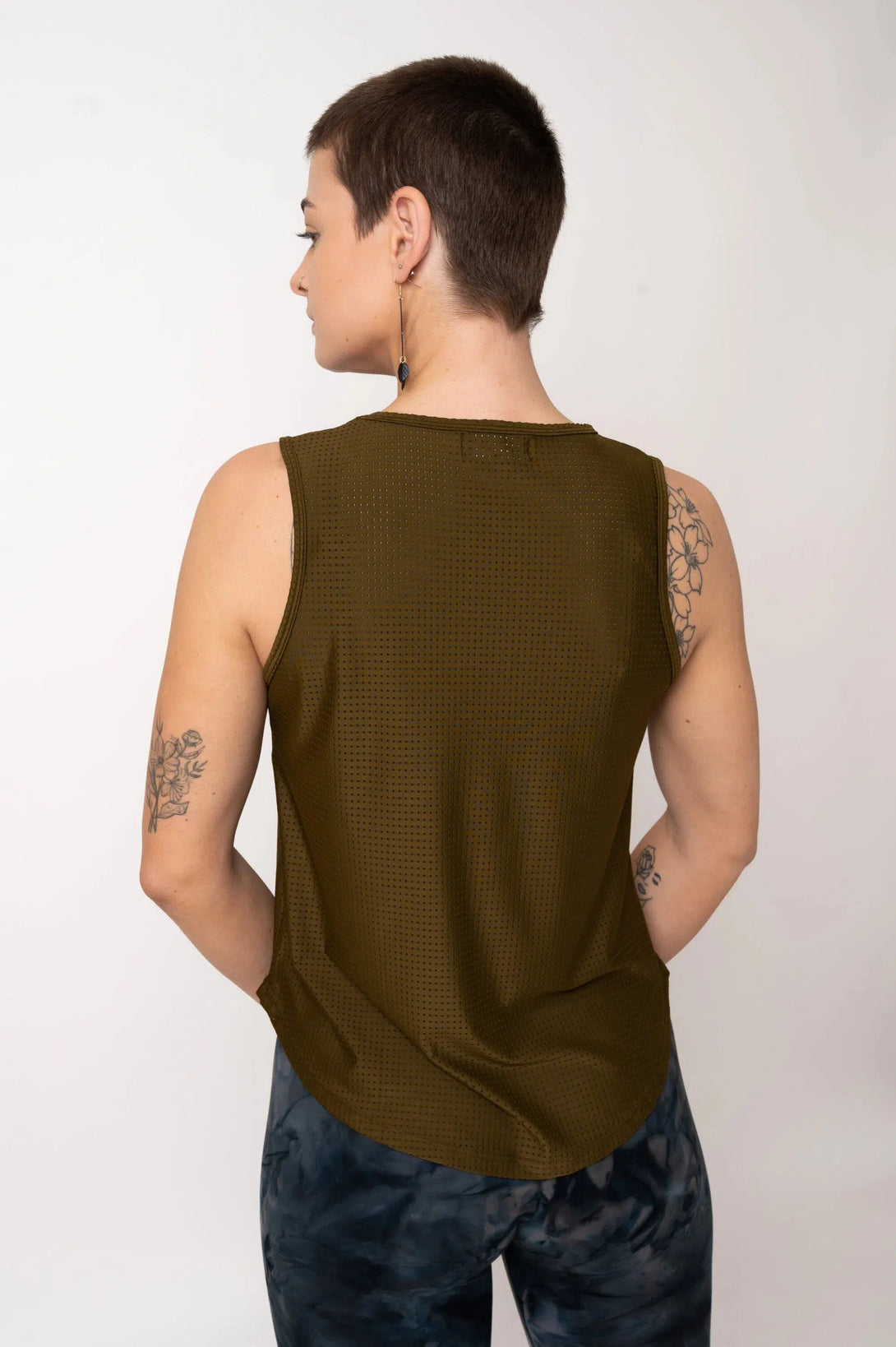 Bball Mesh Muscle Back Tank - Dark Khaki-Activewear-Exoticathletica