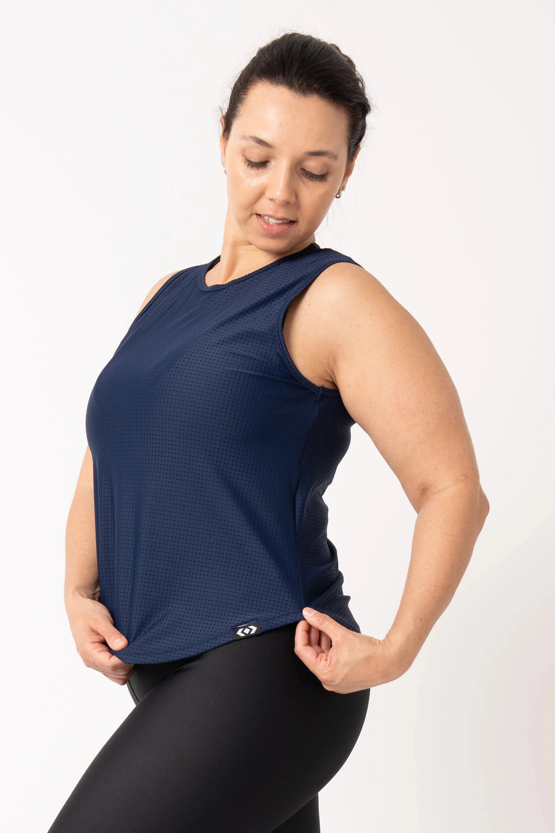 Bball Mesh Muscle Back Tank - Dark Navy-Activewear-Exoticathletica