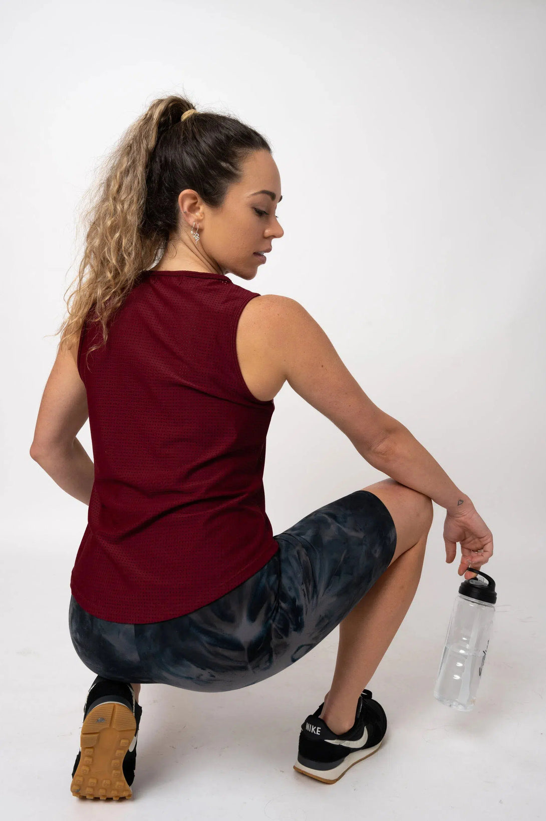 Bball Mesh Muscle Back Tank - Dark Wine-Activewear-Exoticathletica