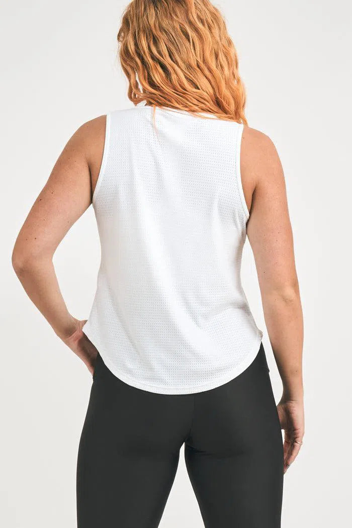 Bball Mesh Muscle Back Tank - White-Activewear-Exoticathletica