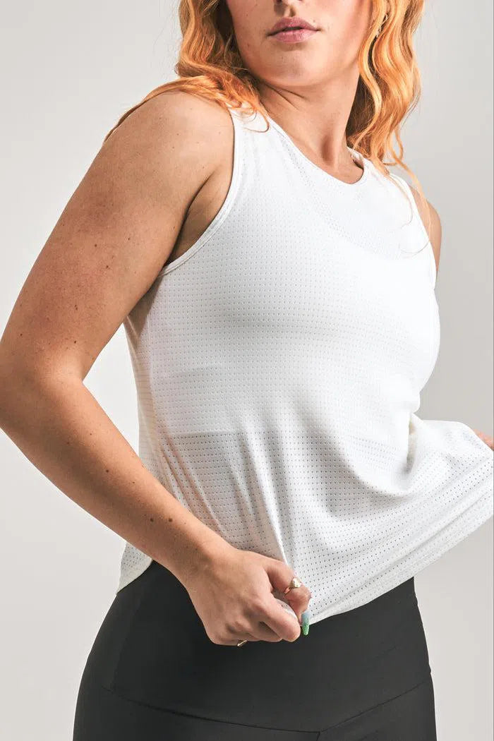 Bball Mesh Muscle Back Tank - White-Activewear-Exoticathletica