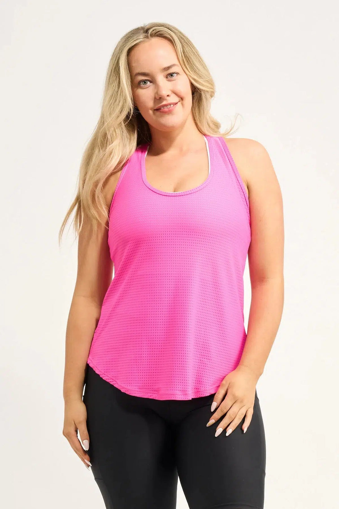 Bball Mesh Racer Back Tank Top - Candy Pink-Activewear-Exoticathletica