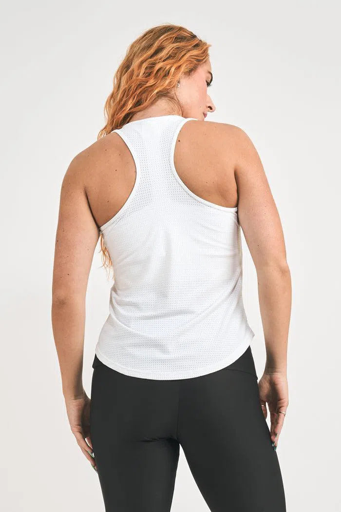 Bball Mesh Racer Back Tank Top - White-Activewear-Exoticathletica