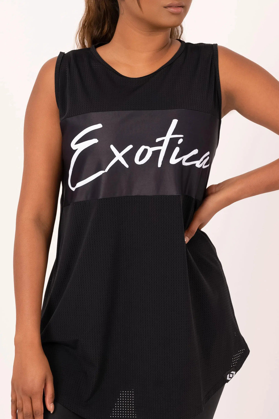 Bball Mesh Sleeveless Exotica Boyfriend Tee - Black-Activewear-Exoticathletica