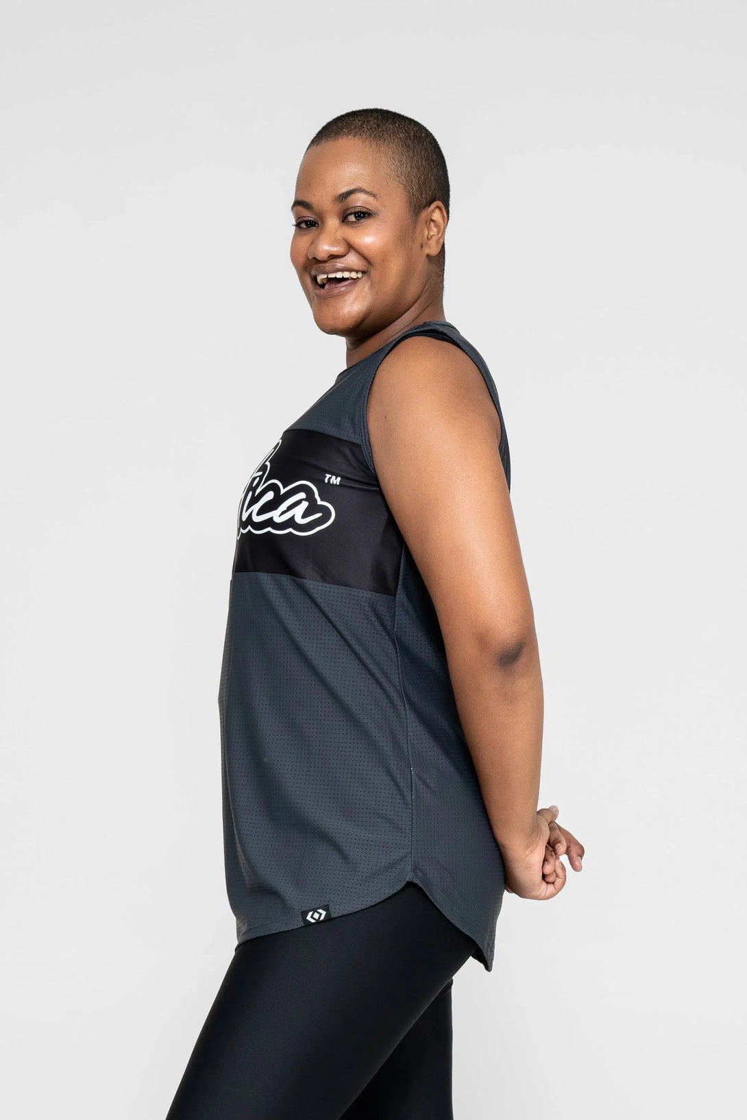 Bball Mesh Sleeveless Exotica Boyfriend Tee - Charcoal-Activewear-Exoticathletica