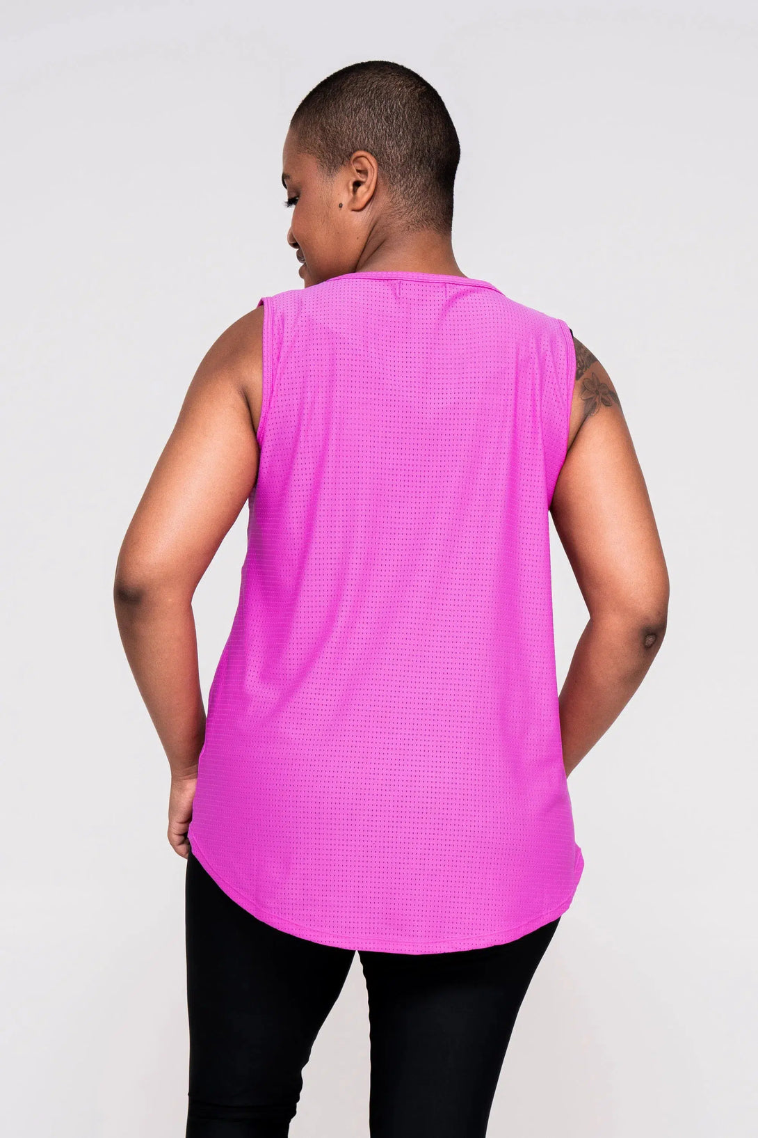 Bball Mesh Sleeveless Exotica Boyfriend Tee - Pink-Activewear-Exoticathletica