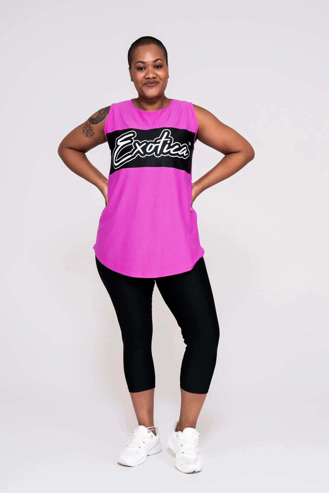 Bball Mesh Sleeveless Exotica Boyfriend Tee - Pink-Activewear-Exoticathletica