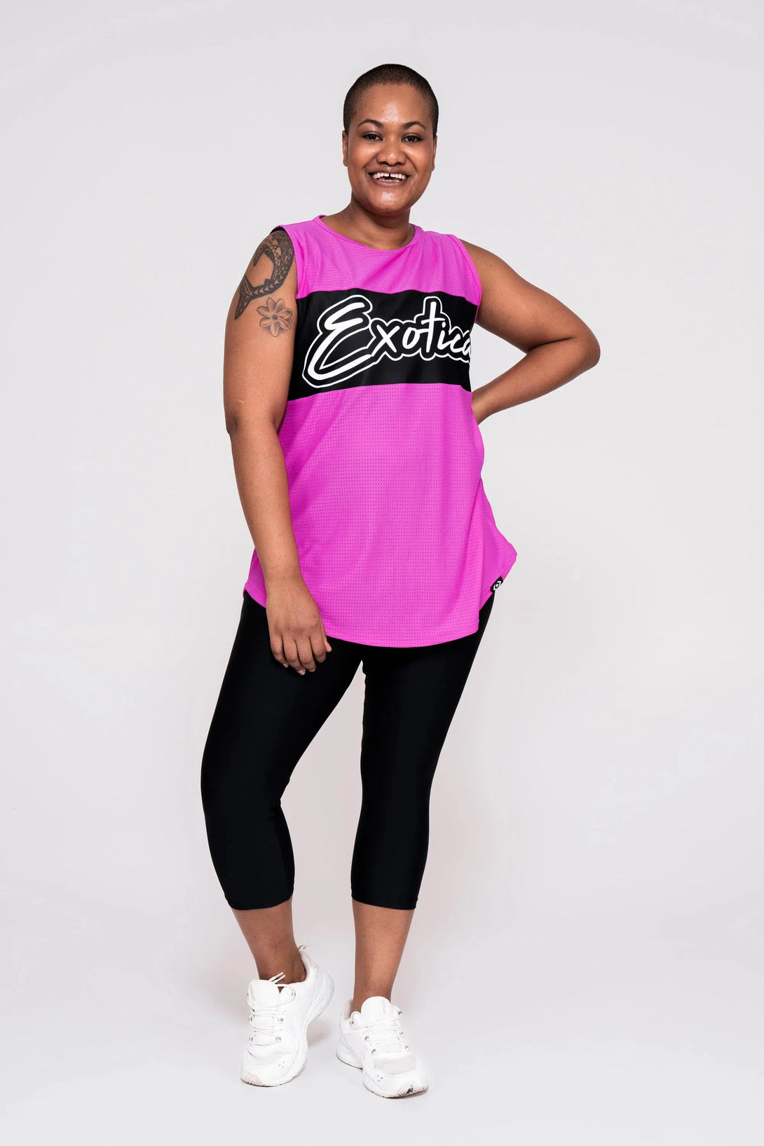 Bball Mesh Sleeveless Exotica Boyfriend Tee - Pink-Activewear-Exoticathletica