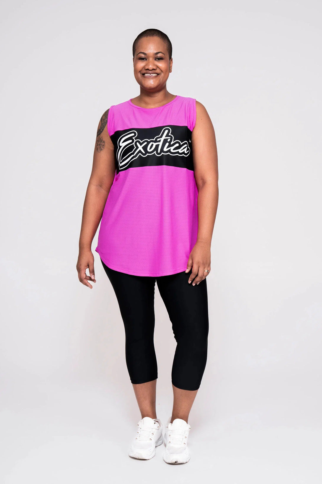 Bball Mesh Sleeveless Exotica Boyfriend Tee - Pink-Activewear-Exoticathletica