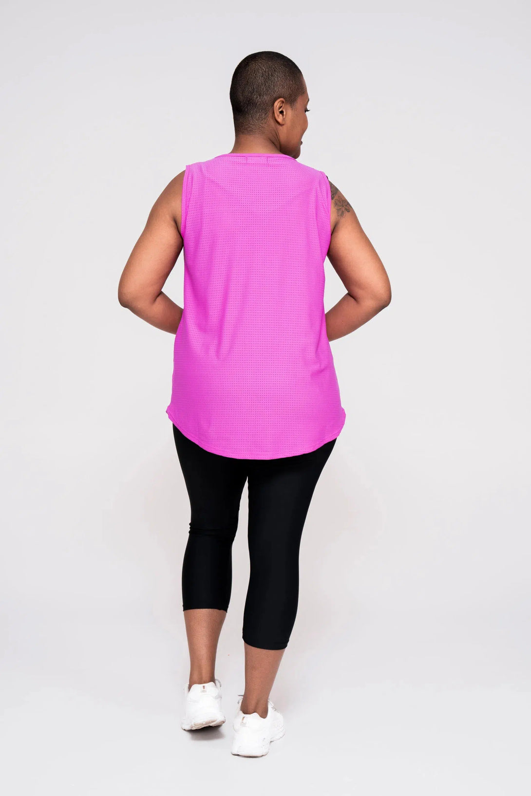 Bball Mesh Sleeveless Exotica Boyfriend Tee - Pink-Activewear-Exoticathletica